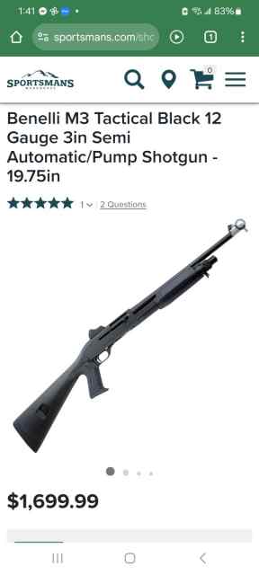 Benelli M3 Tactical 12 Gauge 3in Semi Auto/Pump