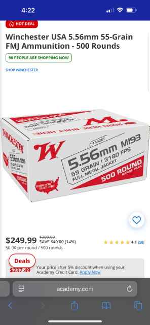 Winchester NATO 5.56 ammo w Can