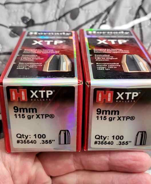 Hornady 115 grain XTP 9mm Hollow point bullets